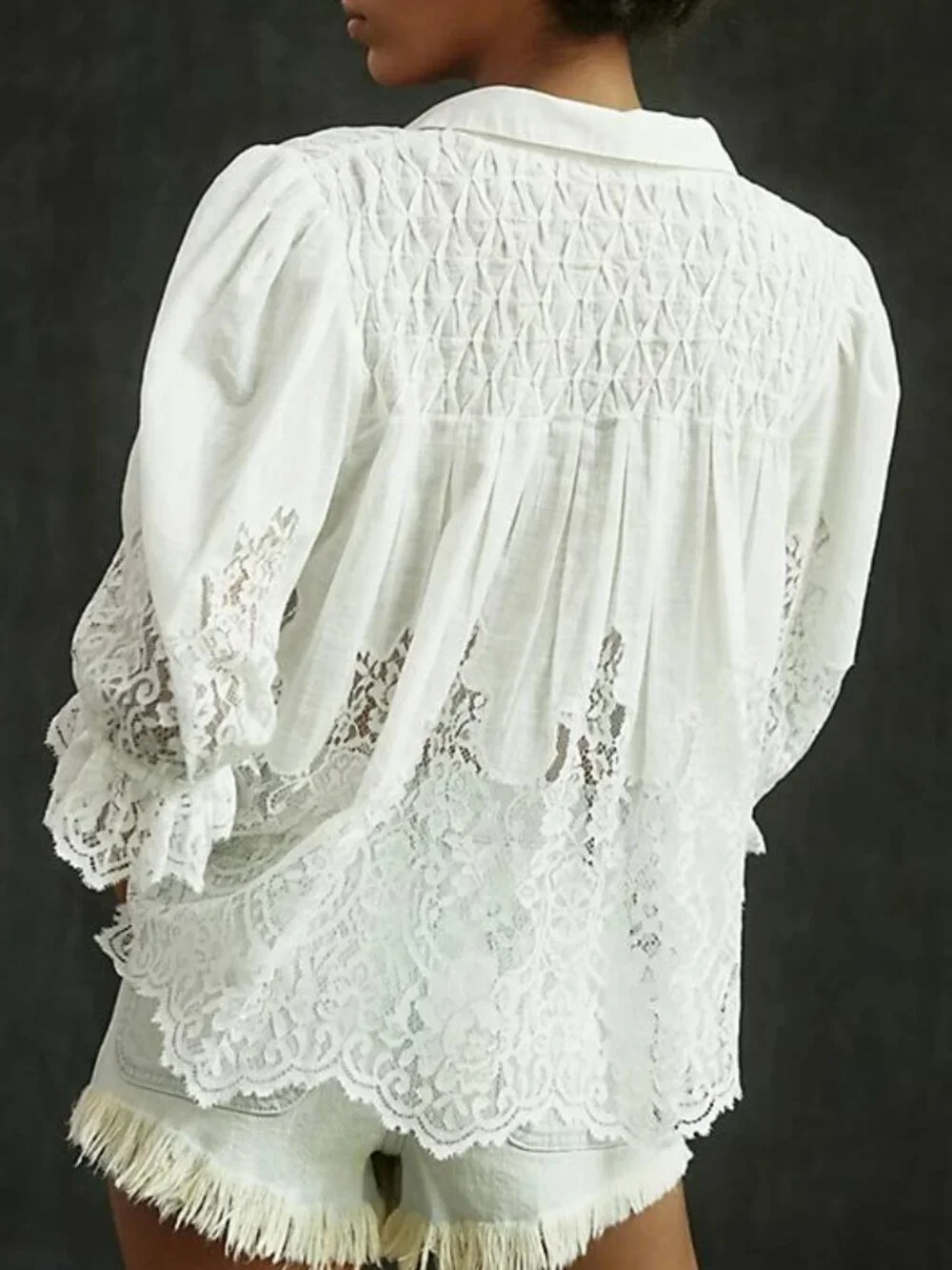 NWOT - Anthropologie Victorian Lace Blouse – White – Size M